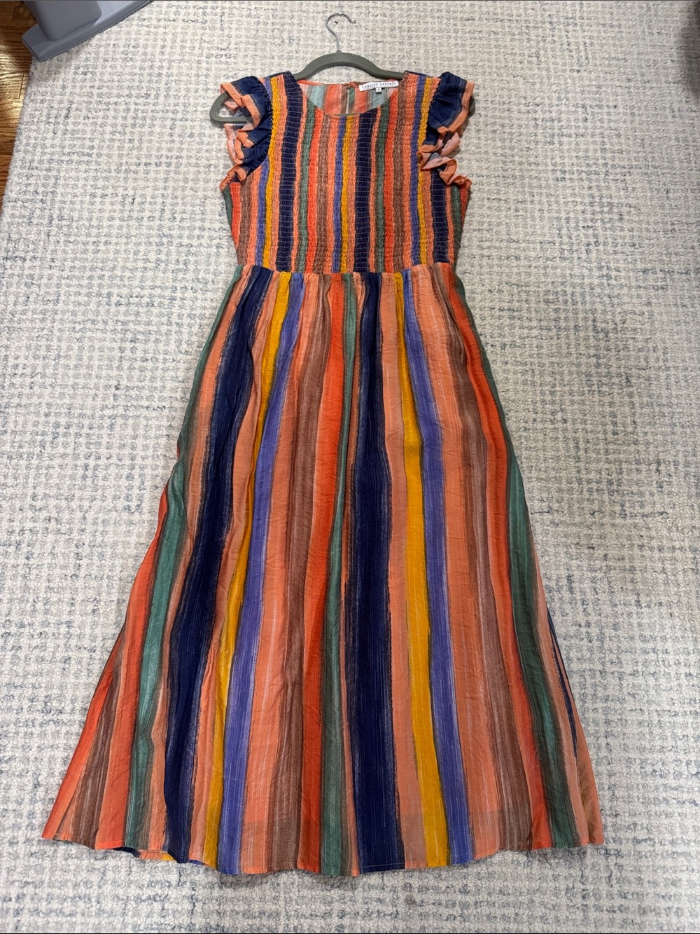 English Factory Multicolor Striped Maxi Dress with Ruffle Sleeves